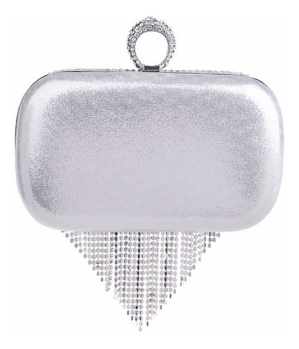 Imagem 5 de 6 de Bolsa Clutch Prata Strass Festa Balada Carteira Importada