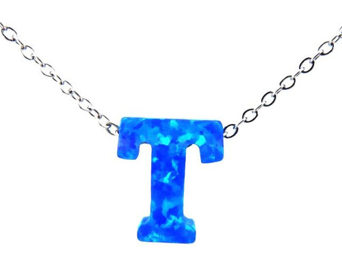 Collar De Ópalo De Fuego Azul Con Letras Sintéti 21662 T