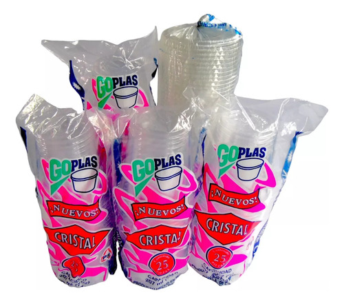 100 Vasos Con Tapa Desechables Tipo Cristal 7 Onzas