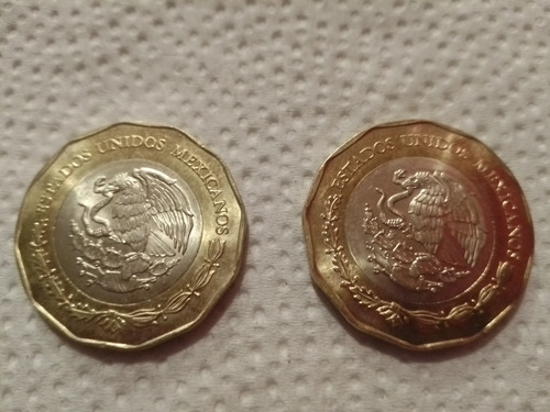 2 Monedas De 20 Pesos 