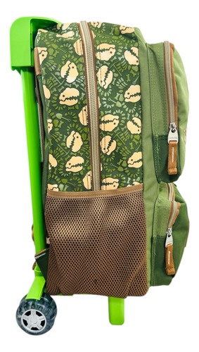 Mochila Rueditas Carrito Dinosaurio Extra Grande Uso Rudo Verde Dinoland
