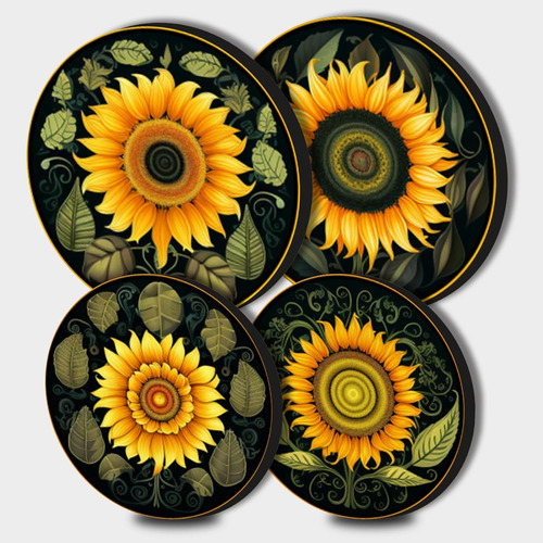 Sunflowers - Juego De 4 Fundas Redondas Para Quemadores De E