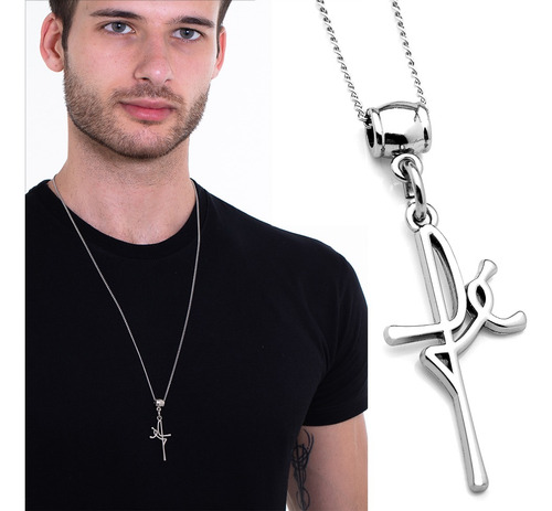 Corrente Cordão Fino Masculino Aço Inox J-1092 Pingente Fé Cor Prata