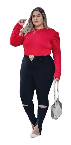 Calça bandagem preta plus size 2025
