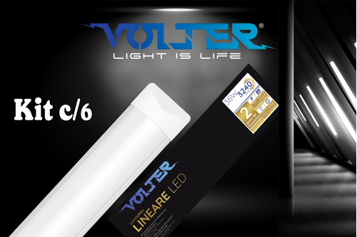 Kit 6 Luminárias Sobrepor Led Linear 36w 6500k Bivolt 120cm