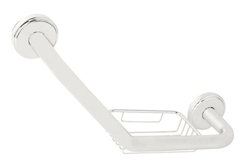Agarradera En Angulo Blanca Con Jabonera Gloa Color Blanco aab-045j
