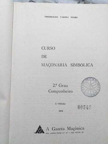 Curso De Maçonaria Simbólica (Usado)