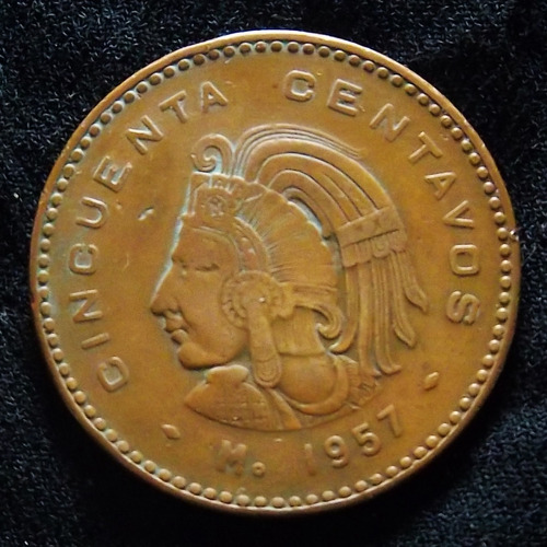 México 50 Centavos 1957 Muy Bueno Km 450 Cuauhtemoc