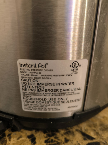 Olla Eléctrica Instant Pot Duo Plus 60 Plateado 60 Hz (Usado)
