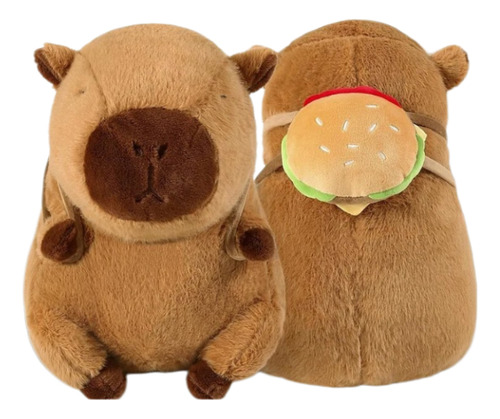Peluche Almohada Con Manta Capibara Con Mochila Hamburguesa Capibara Mochi Hamrguesa