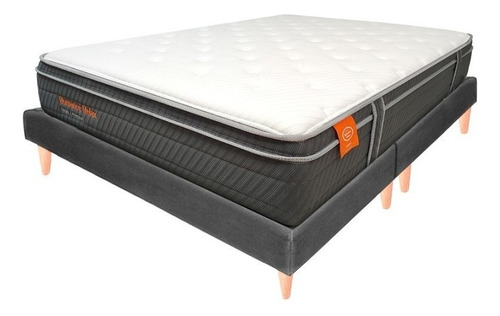 Colchón Firme King 200 Pedic Premium + Base Sif Color Plomo