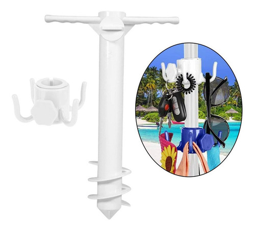 Sombrilla De Playa For Patio, Ancla De Arena, Con Gancho