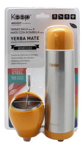 Set Completo Mate, Bombilla Y Termo Keep