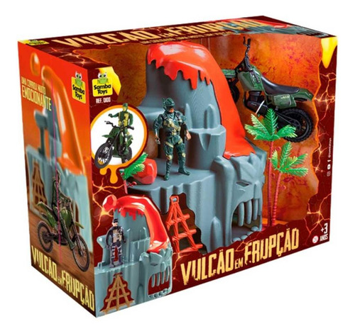 Brinquedo Playset Vulcão Em Erupção Samba Toys Ref.100 Cinza