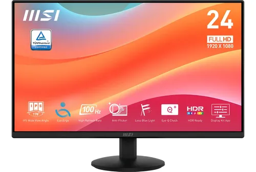 Monitor Msi Pro Mp242L 23.8 Fhd 100Hz 1Ms Ips- Boleta Negro