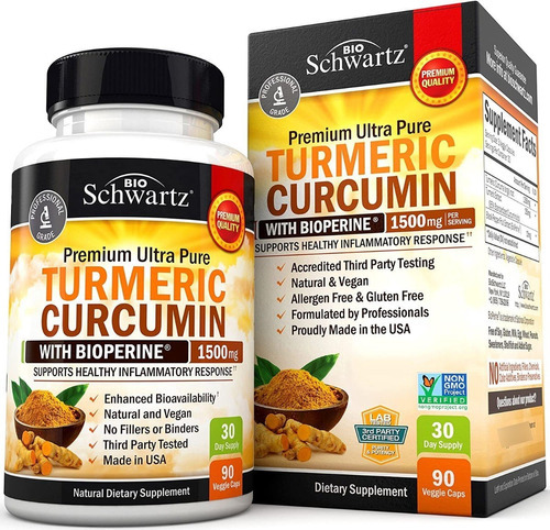 Curcuma 1500 Mg Mas Extracto De Pimienta Negra 90 Capsulas