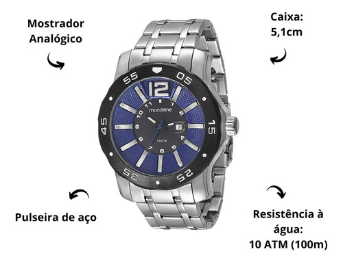 Relógio Mondaine Prata Masculino 94851g0mvna2