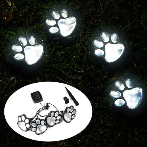 Luces Solares Estampado Patas Perro Gato Lámpara Led Decorac