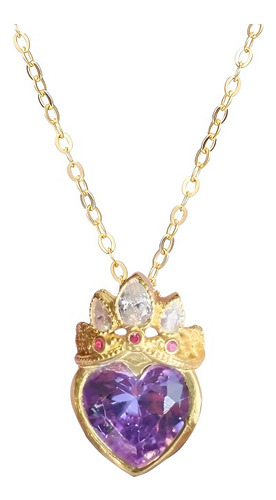Collar Corona Princesa Rapunzel Corazón Joya Acero Dorado