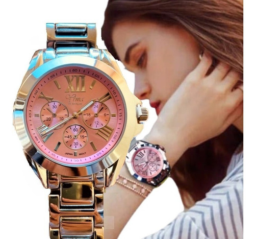 Reloj Little Diamond Mujer Contra Agua Inoxidable Color de la correa Plata Color del bisel Plata Color del fondo Rosa