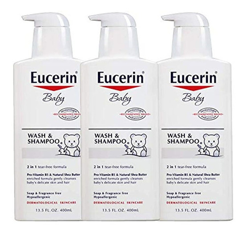 Eucerin Baby Wash And Shampoo  Fórmula 2 En 1 (paquete De 3)
