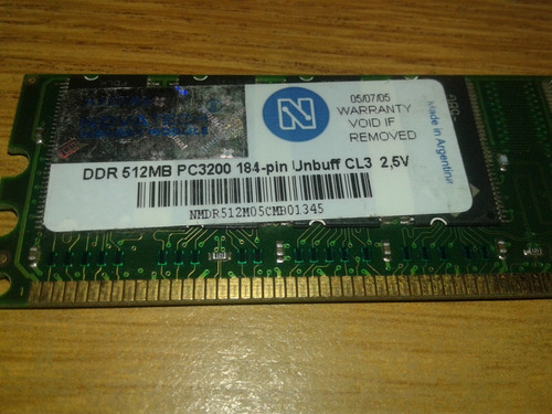 Memoria Ram Novatech 512 Mb Pc3200 Precio Unitario