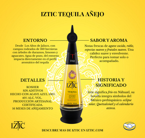 Tequila Iztic Añejo Premium 700ml Kosher , 100% Agave