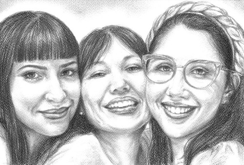 Retrato Personalizado Día De La Madre Dibujo A Lápiz Cuadro