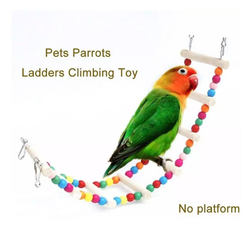 Imagen 4 de 8 de Escalera Para Ave Juguete Jaula Pájaro De Madera Natural
