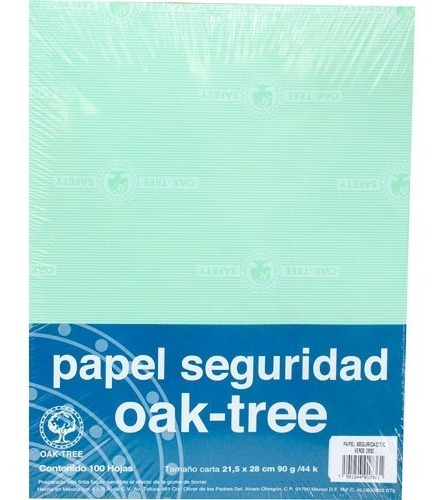 Papel Seguridad Oficio 300 Hojas Marca Oak-tree Verde Claro