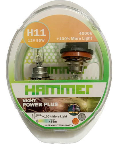 Bombillo Hammer H11 12v 55w Night Power Plus 4000k (el Par)