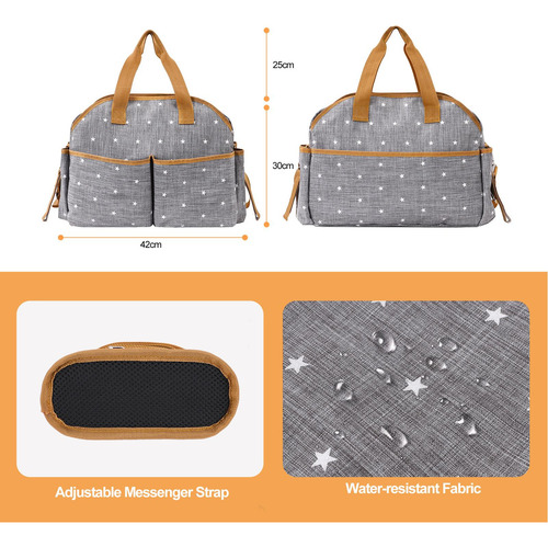 Bolso De Mano Con Estilo Para Pañales, Multifunción, Gris