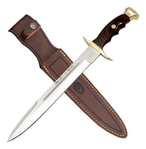 Cuchillo Muela Bowie Bw-26 Mango Madera Funda Caza España Color Plateado