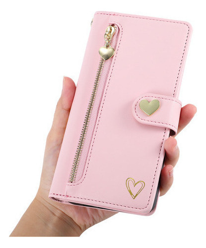 Jing Funda De Piel Tipo Cartera Con Cremallera Para Samsung