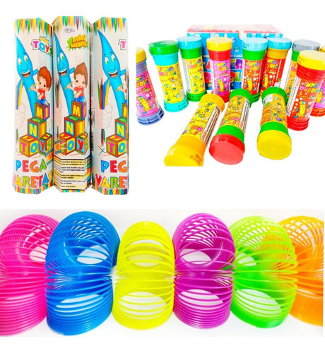 15 Mola Maluca Neon +15 Jogo Pega Vareta + 15 Bolha Sabao