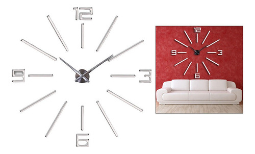 Gran Reloj De Pared Diy Moderno Reloj De Pared 3d Con Plata