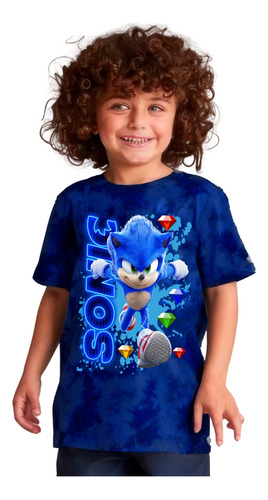 Camisetas Remeras Teñidas Tie Dye Para Niños Del Nuevo Sonic