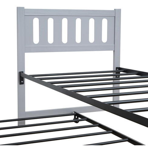 Cama Doble Individual Cherokee | Cama Deslizable Con Ruedas Color Gris