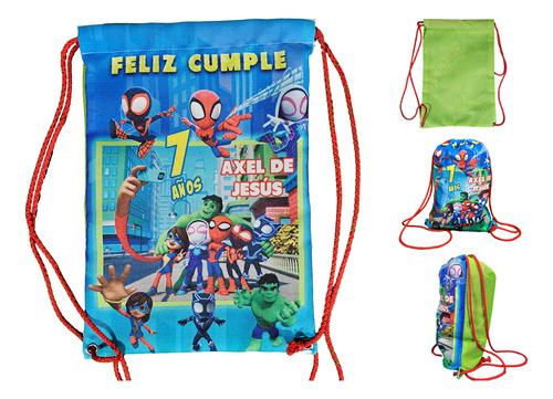 Dulcero Mochilita Bolsita Spidey Gwen Spider Recuerdo 100 Pz Verde Modelo 4 Spidey Morralito
