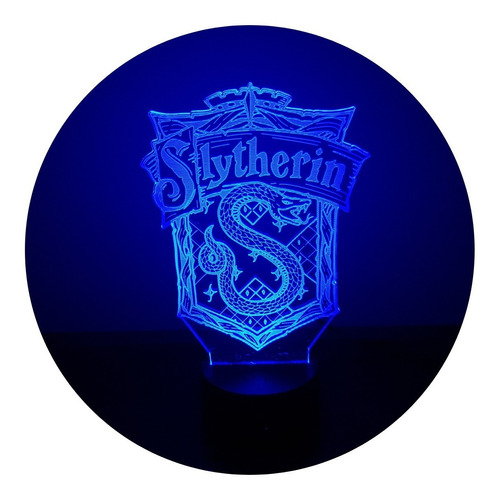 Lámpara 3d Slytherin Harry Potter Base Negra + Control
