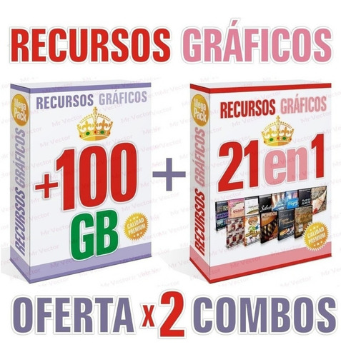 Oferta 2 Mega Combos De Recursos Gráficos Para Diseñadores