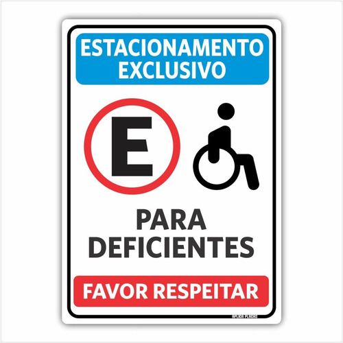 Placa Estacionamento Exclusivo Deficientes 35x50cm