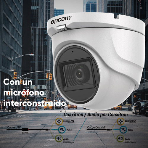 Epcom Kit De 4 Camaras De Seguridad Metalicas Con Microfono Domo 5mp Protección Ip67 Para Uso Exterior + Dvr 4ch Turbohd Con Detección De Movimiento Y Salida De Alarma +2tb Hdd Modelo Ev8004e50g2-plus