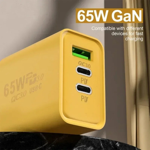Carregadores De Celular Gan Usb Pd De 65 W E 3 Portas Usb C