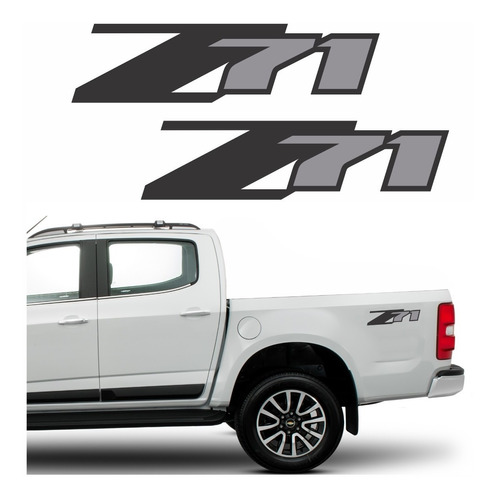 Kit Par Adesivos Z71 S10 Silverado D20 Emblema Lateral Preto