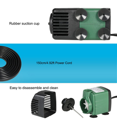 Imagen 4 de 9 de Bomba De Agua Sumergible 1500l/h 25w Para Acuario De Mesa