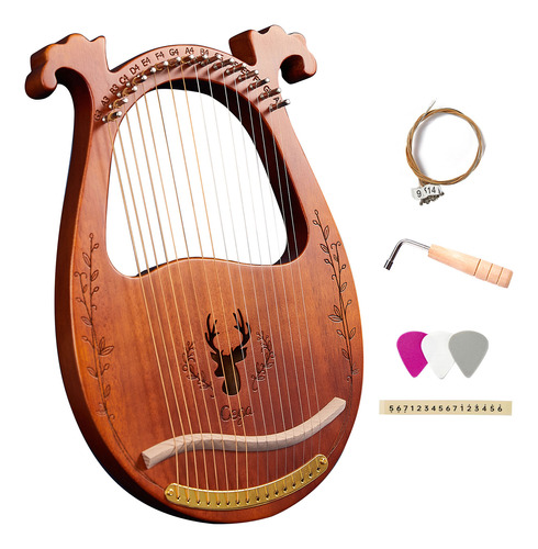 Lyre Harp Key.picks Juego De 16 Cuerdas Arpa Lira Box