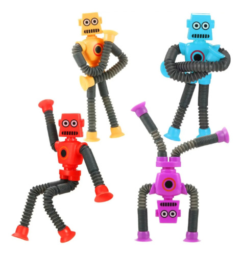 Pop Tubes Robo Kit 4 Brinquedo Estica Boneco Toy