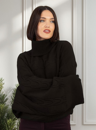 Sweater Polerón Crop Mangas Anchas Y Trenzas 963 Nis