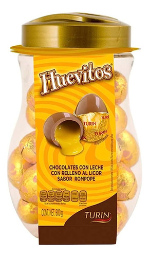 Turin Huevitos Chocolate Con Rompope Vitrolero 30 Pzas 600g